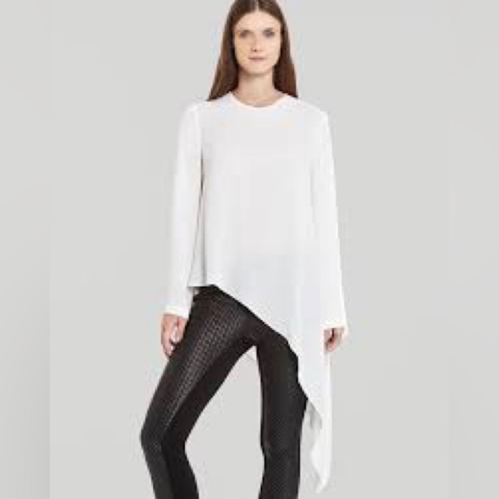 BCBGMAXAZRIA Womens Madine Asymmetrical Top in White Size Small
